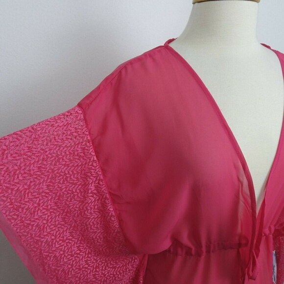 NWT YMI Swimwear Swim Cover-Up Wrap Shawl Topper Lightweight Sheer Lace Pink M - Picture 5 of 12